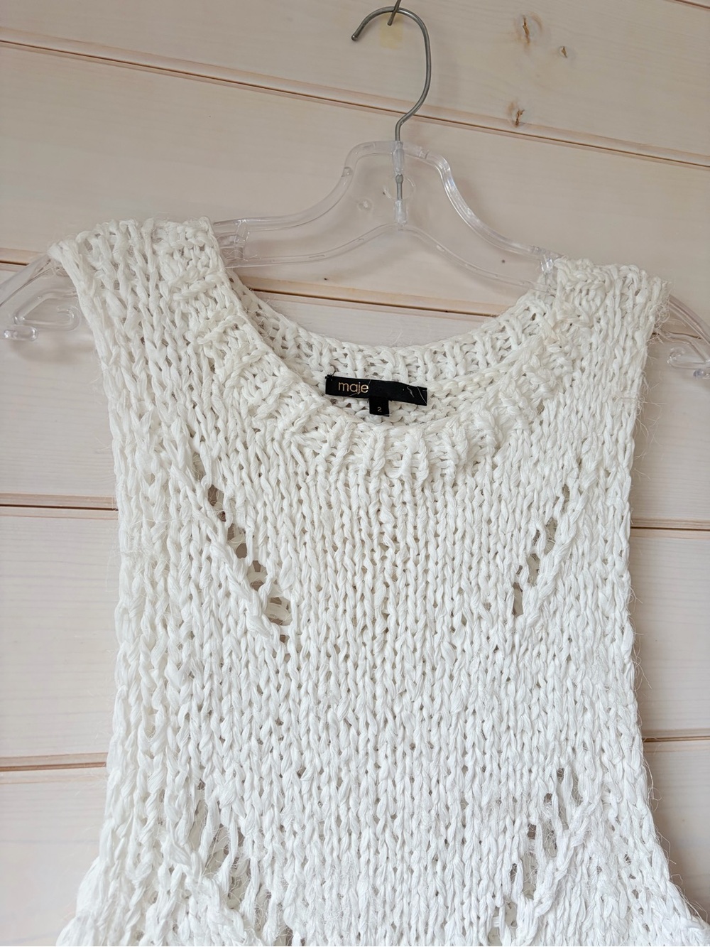 Maje Chunky Open-Knit Sleeveless Top